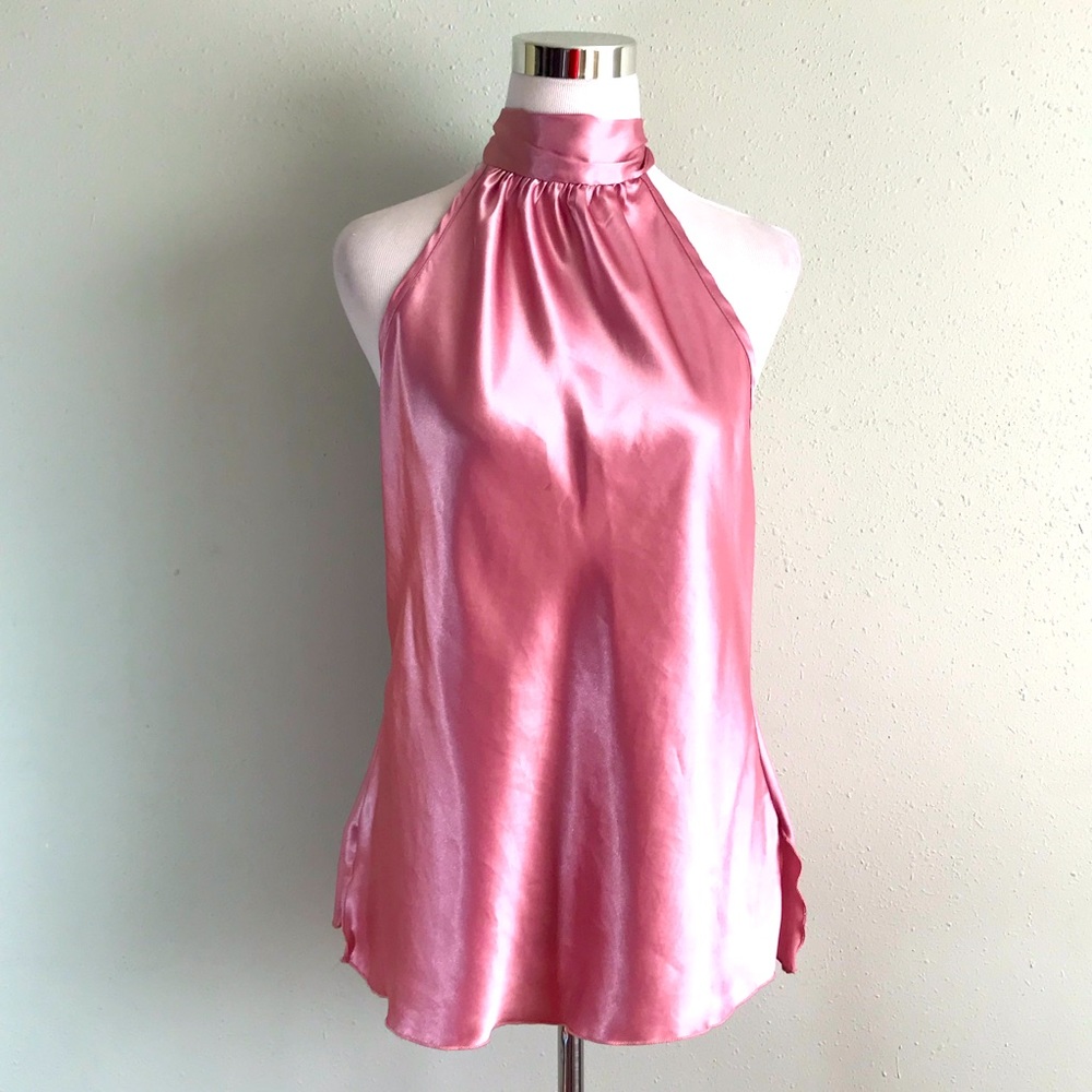 Silky halter mock blouse